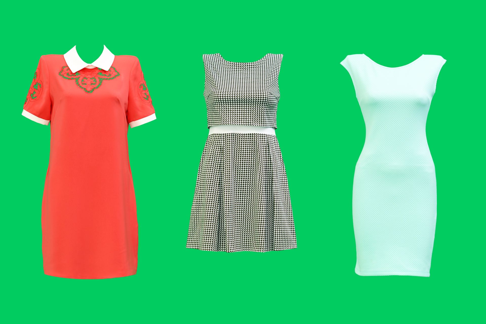 Dresses on a green background