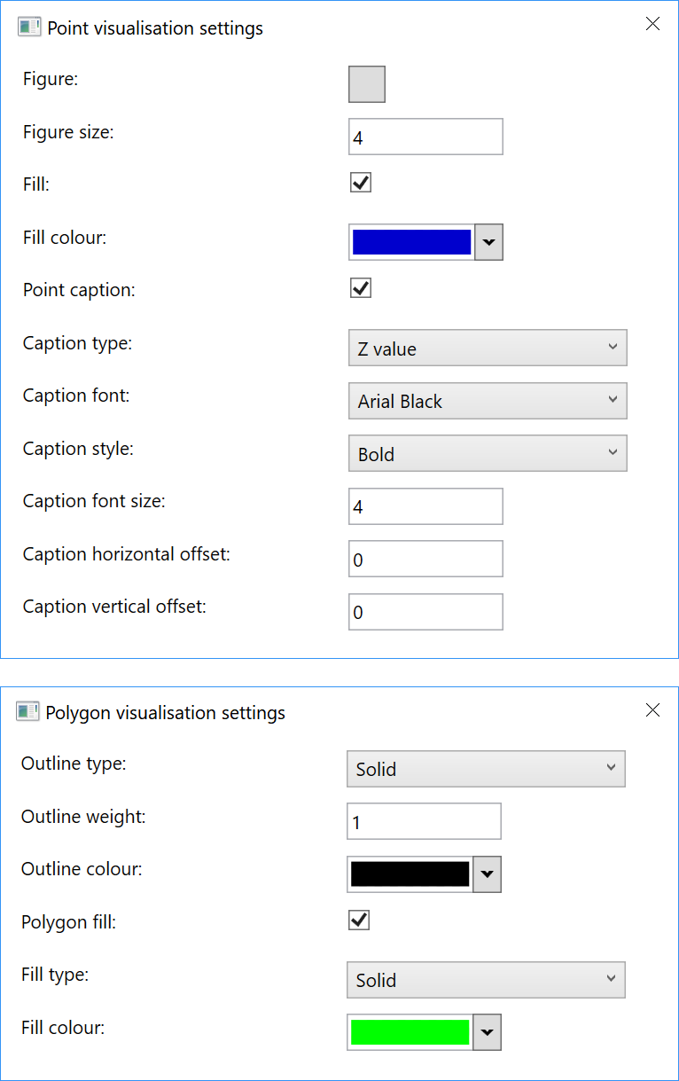 Polygons and points rendering settings